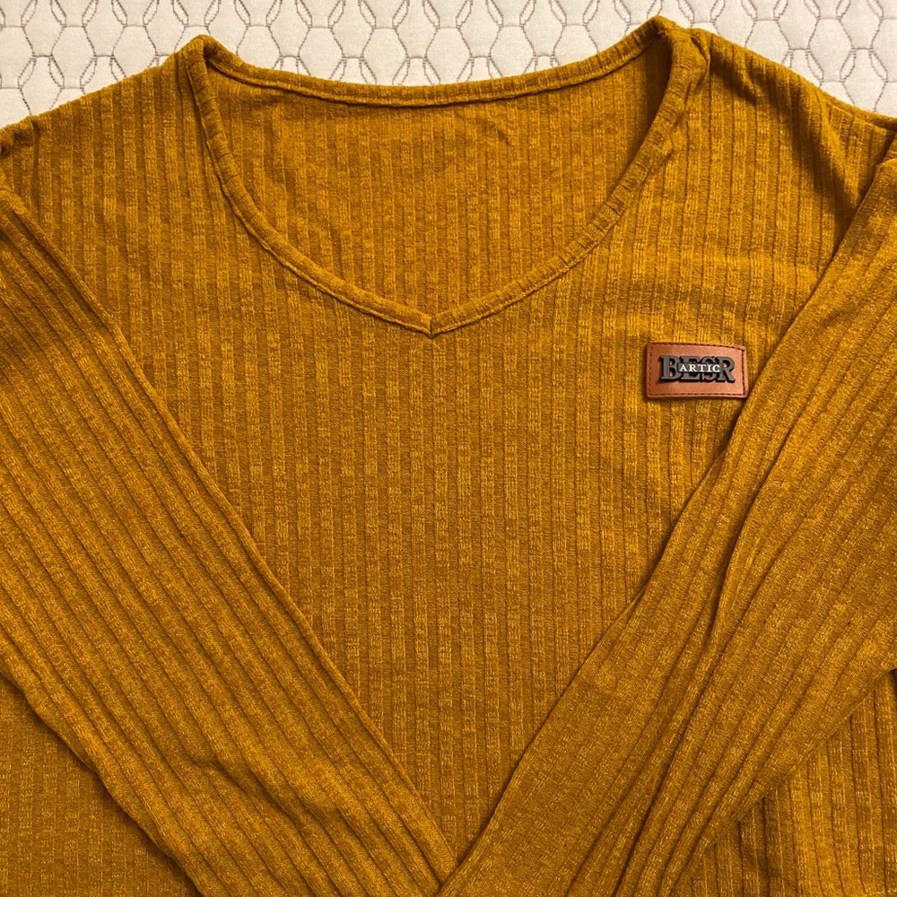 Yellow Mustard Long Sleeve Crop Top